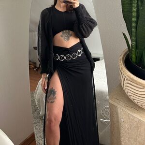 VINTAGE Silver Chunky Chain Belt Witchy Gothic Moon Belt